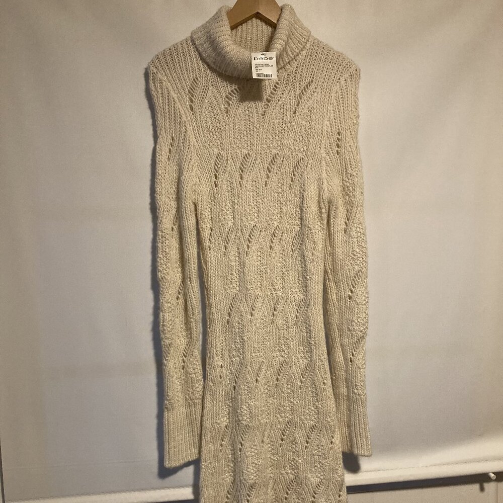 Bebe Vintage 2000s Cream Knit Sweater Dress – Size Large